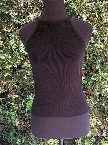 Camisole en tricot noir à fines bretelles (L)