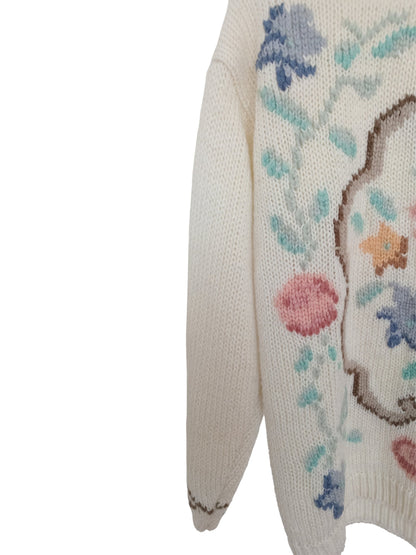 Chandail tricot vintage pastel (L)