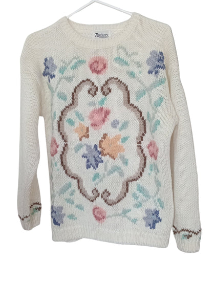 Chandail tricot vintage pastel (L)