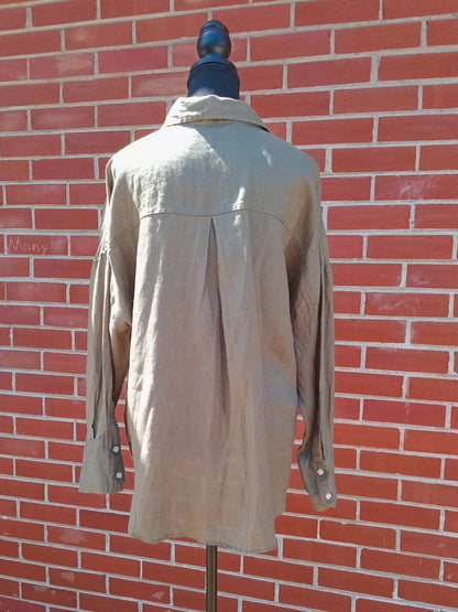 Chemise en lin sauge oversize (L)