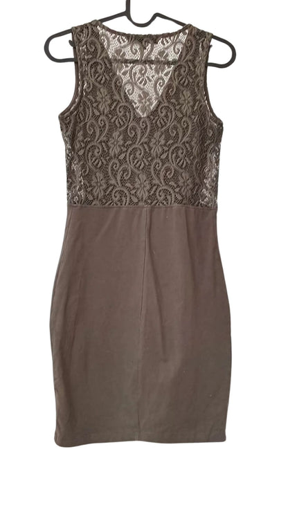Robe crayon vert sauge avec dos en dentelle (Petit)