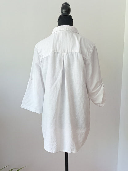 Blouse blanche légère en lin et coton (G)