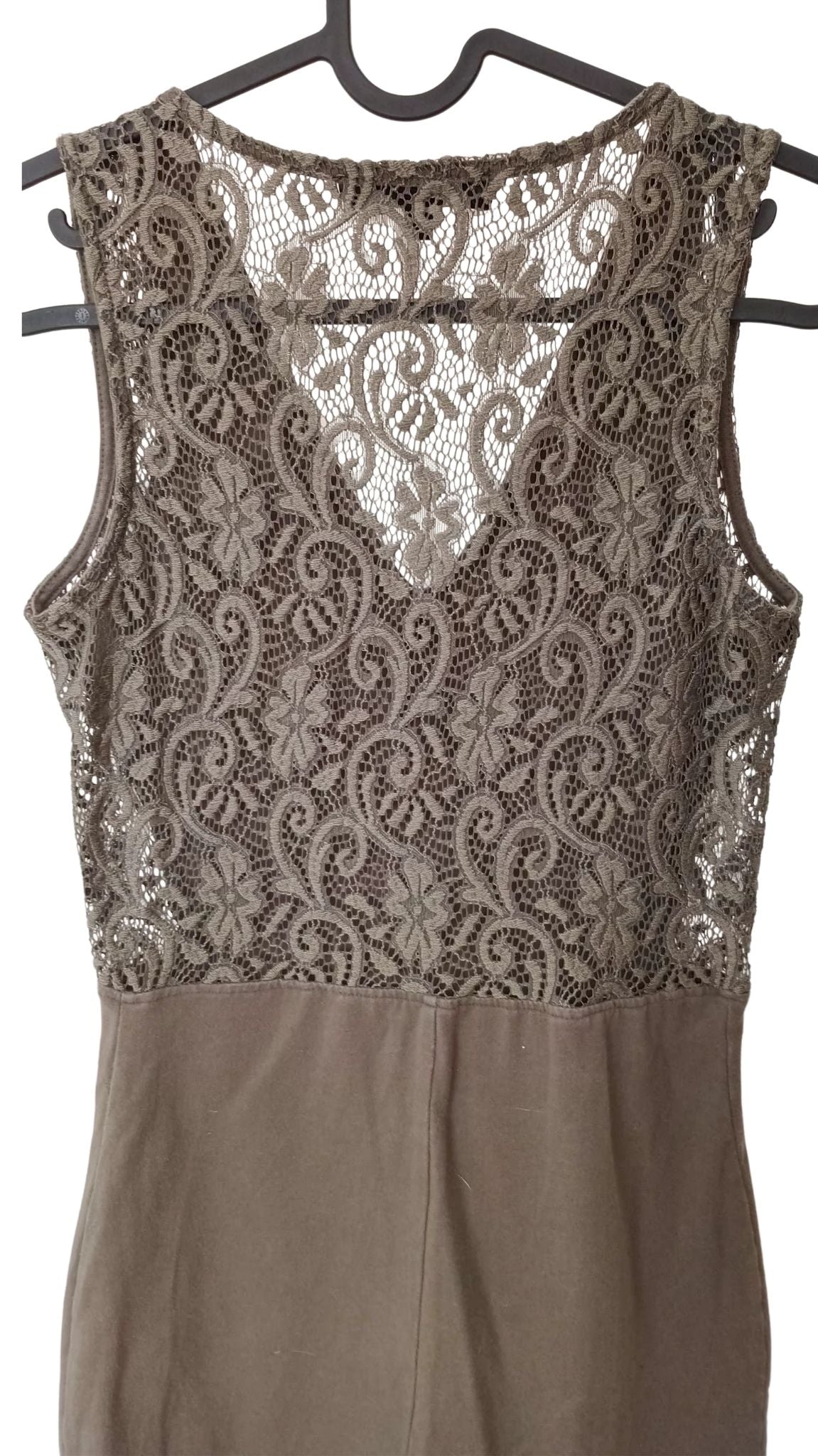 Robe crayon vert sauge avec dos en dentelle (Petit)