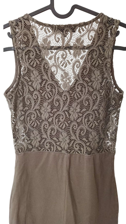 Robe crayon vert sauge avec dos en dentelle (Petit)