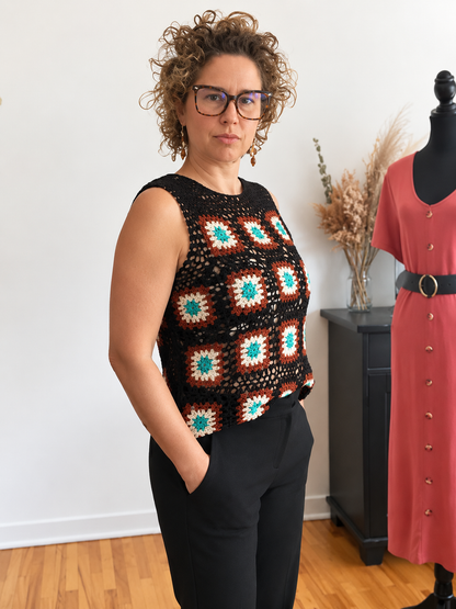 Top crochet coloré (M)