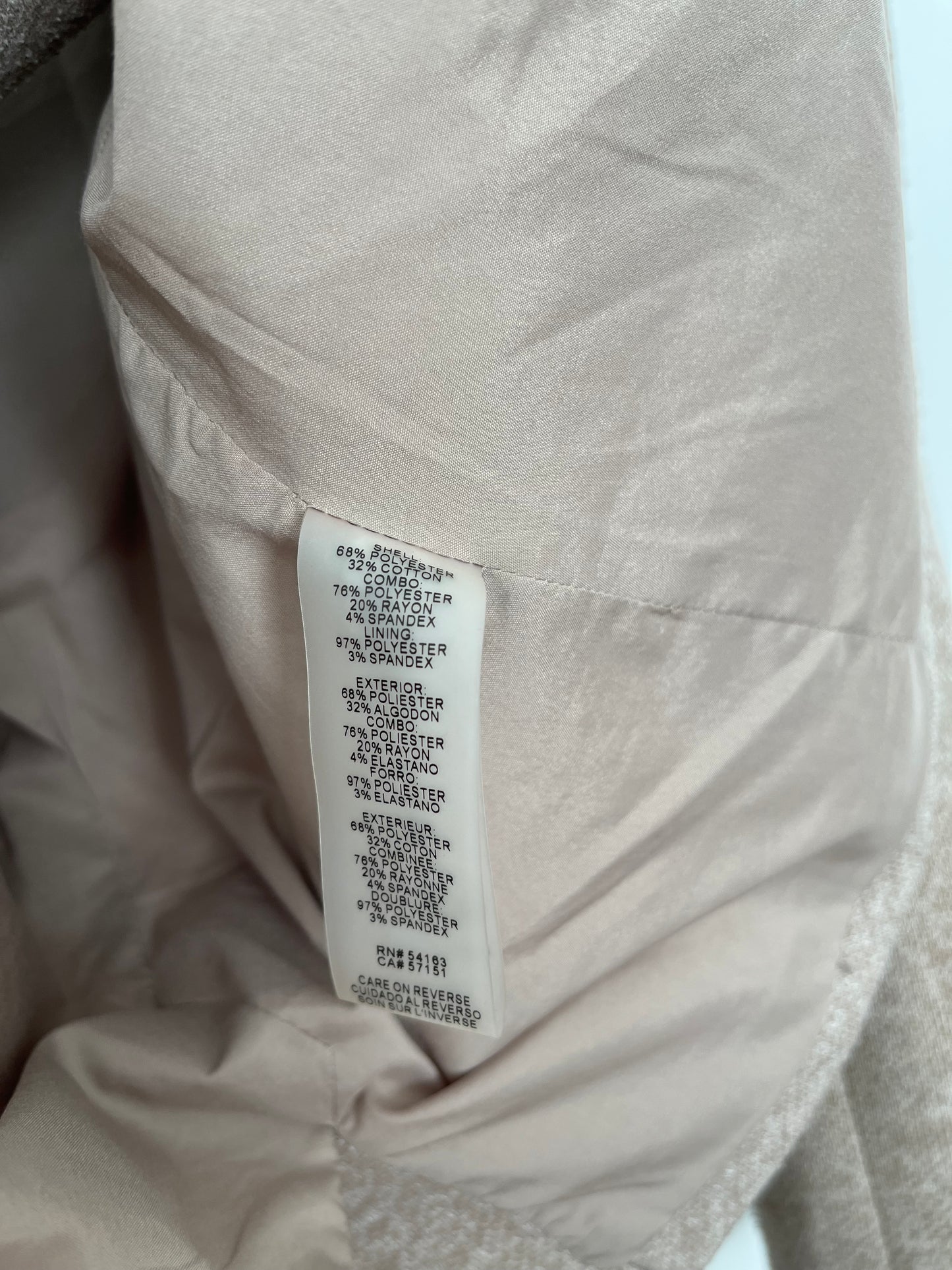 Veston Tommy Hilfiger - Étiquette de composition