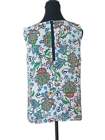 Camisole fleurie tropicale blanche (M)