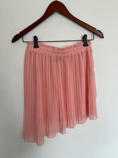 Jupe plissée asymétrique rose (XS)