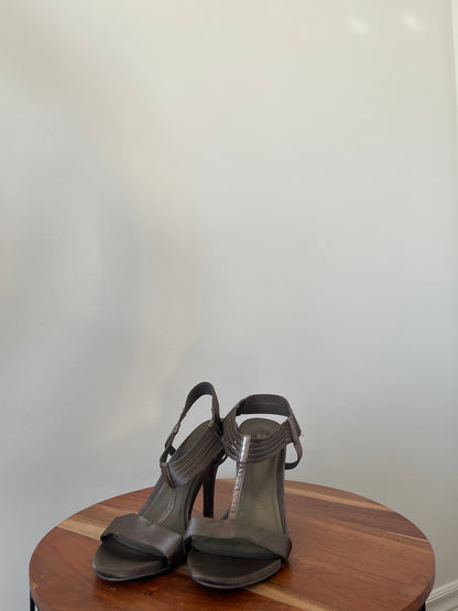 Sandales à talons hauts argent/bronze