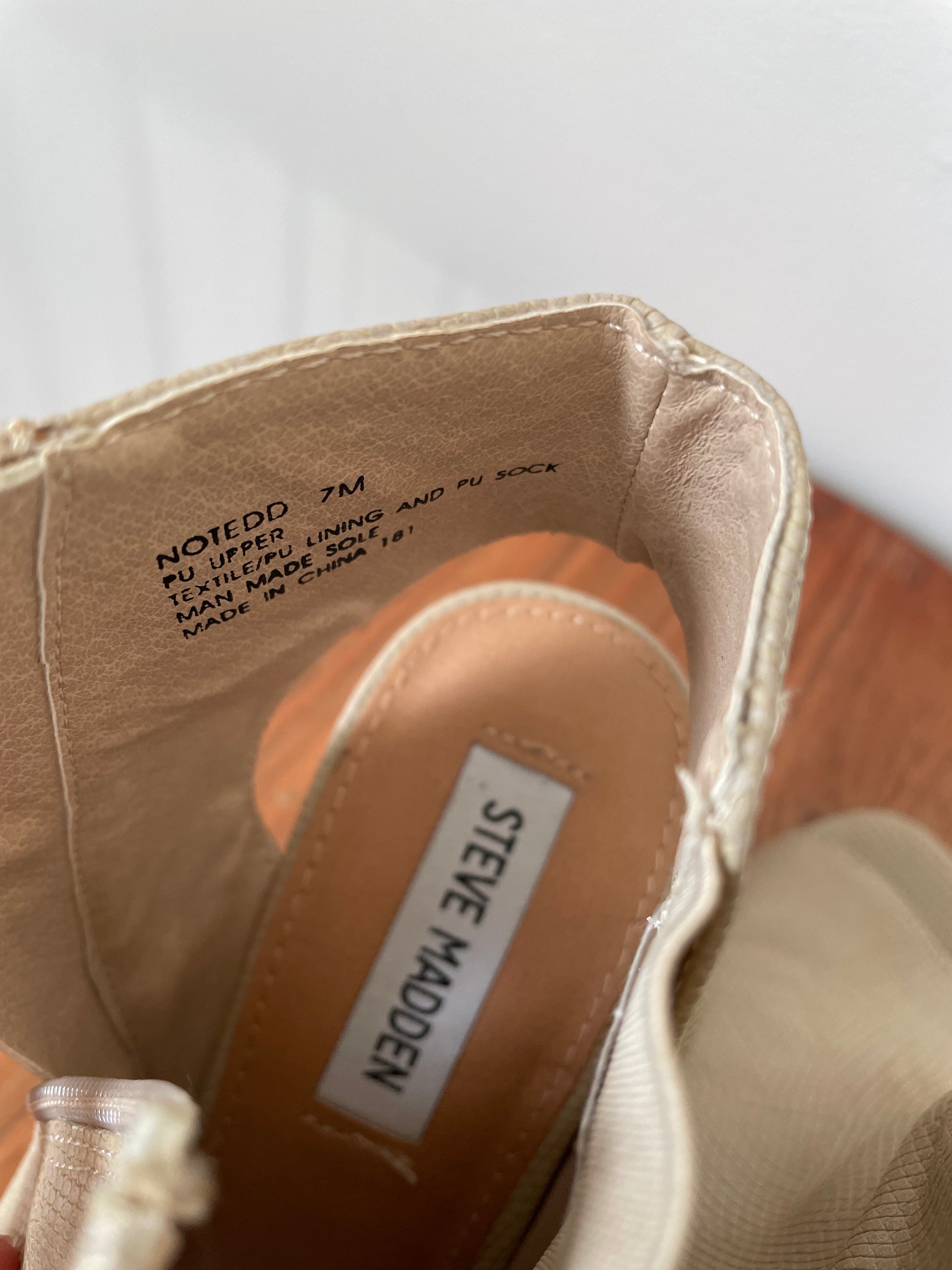 Souliers Steve Madden - Pointure et marque