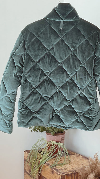 Bomber en velours vert forêt