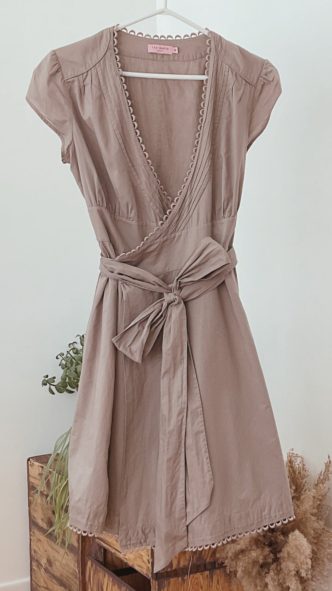Robe midi cache-cœur taupe (M)