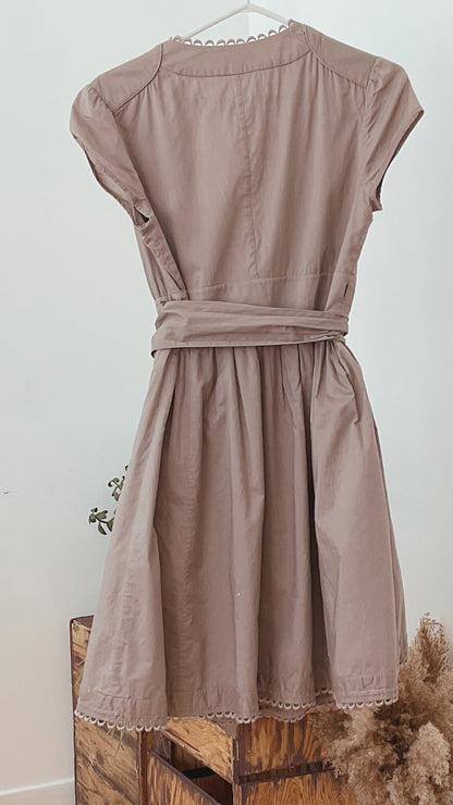 Robe midi cache-cœur taupe (M)