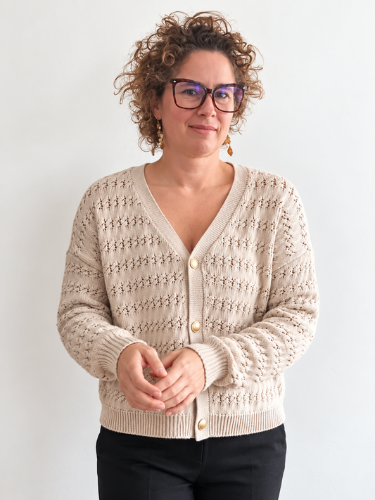 Cardigan beige texturé (G)