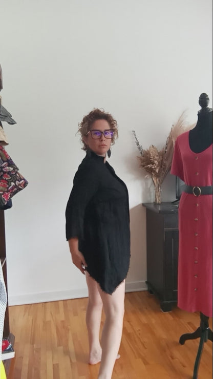Robe tunique lin noir (P)