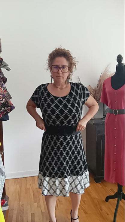Robe tricot quadrillée (G)