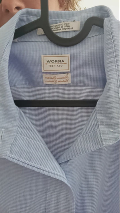 Chemise bleu pâle à microcarreaux (TG)