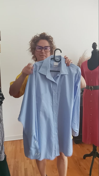 Chemise bleu pâle à microcarreaux (TG)