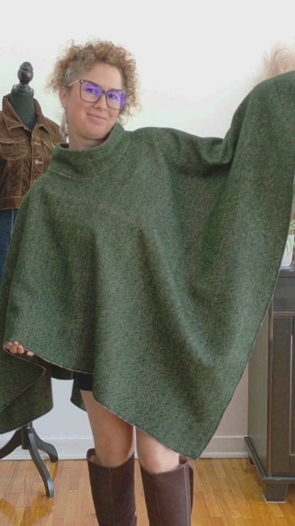 Poncho vert chiné
