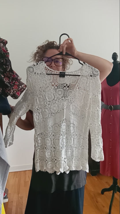 Top crochet blanc (G)