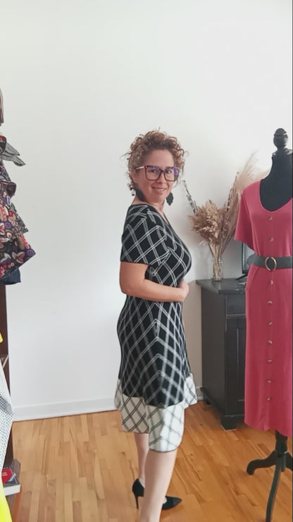 Robe tricot quadrillée (G)