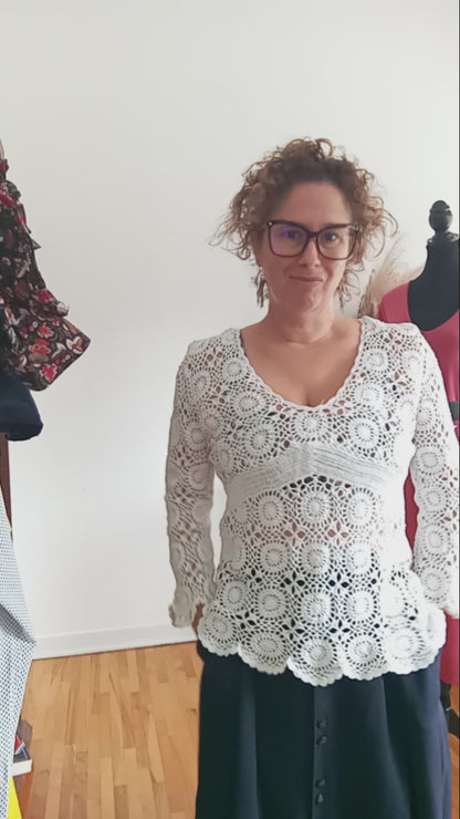 Top crochet blanc (G)