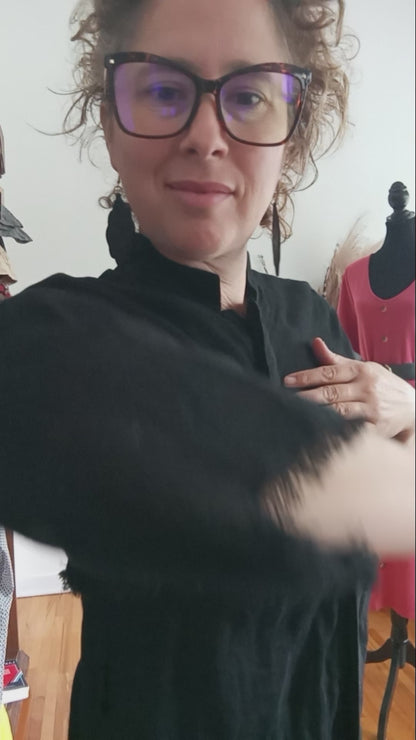 Robe tunique lin noir (P)