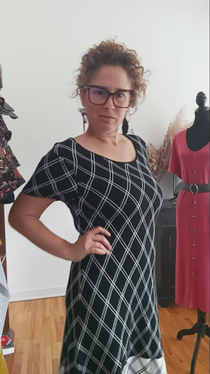 Robe tricot quadrillée (G)
