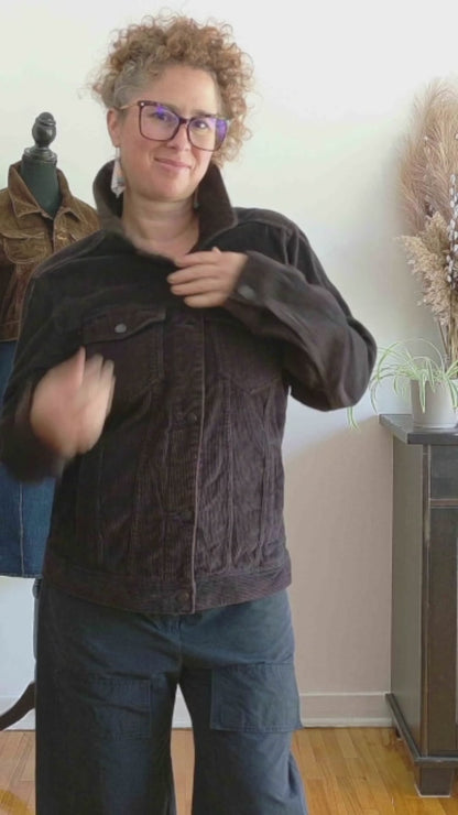 Veste corduroy noire (M)