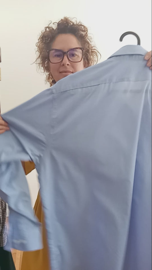 Chemise bleu pâle à microcarreaux (TG)