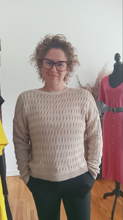 Cardigan beige texturé (G)