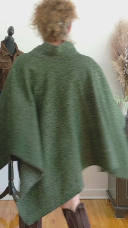 Poncho vert chiné