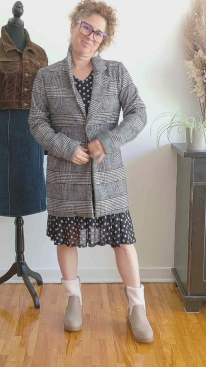 Manteau à carreaux gris (M)