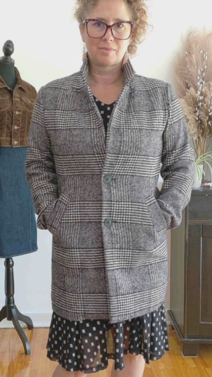 Manteau à carreaux gris (M)